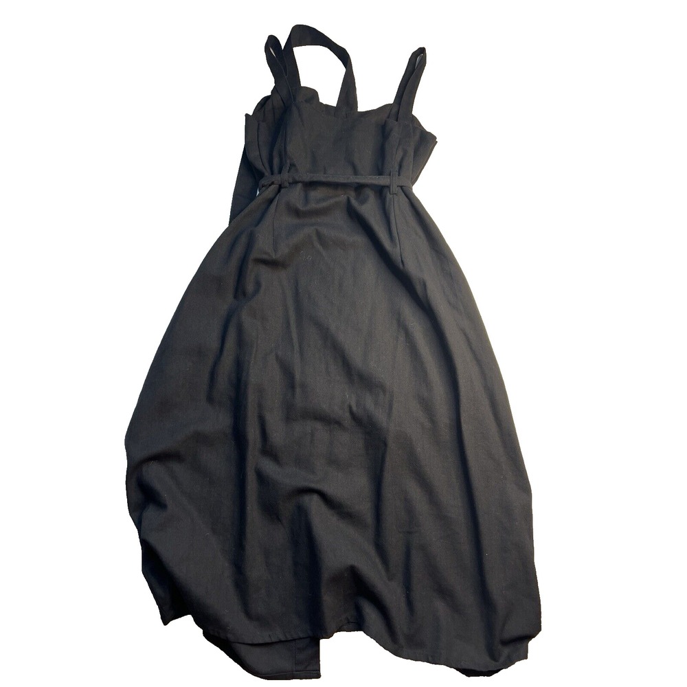 A Beautiful Soul Black Babydoll Maxi Dress Size A‎ Linen Cotton Belted Summer - Picture 2 of 10